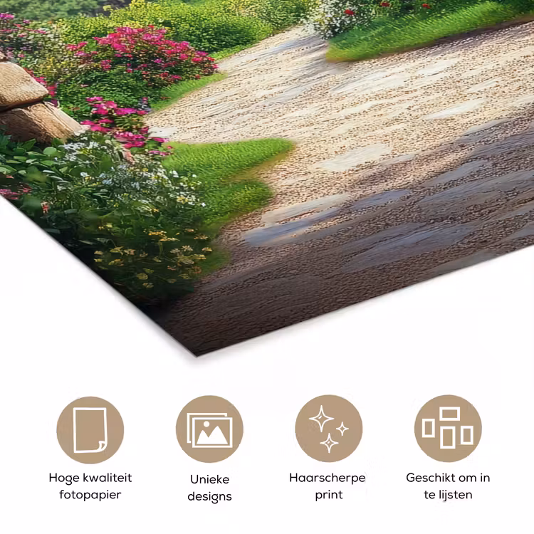 Poster - Doorkijk - Landschap - Bloemen - Pad - Uitzicht — 5