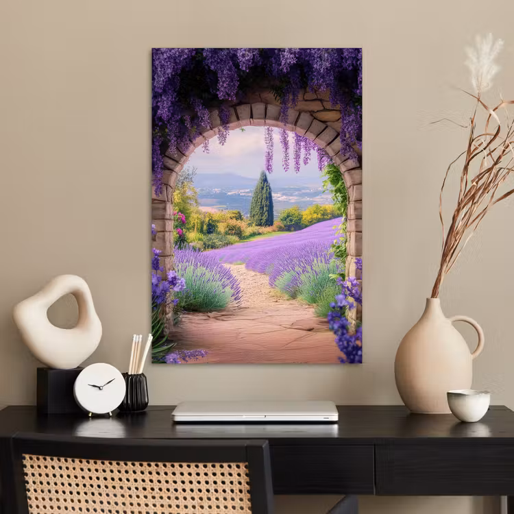Poster - Doorkijk - Lavendel - Bloemen - Paars - Poort — 2