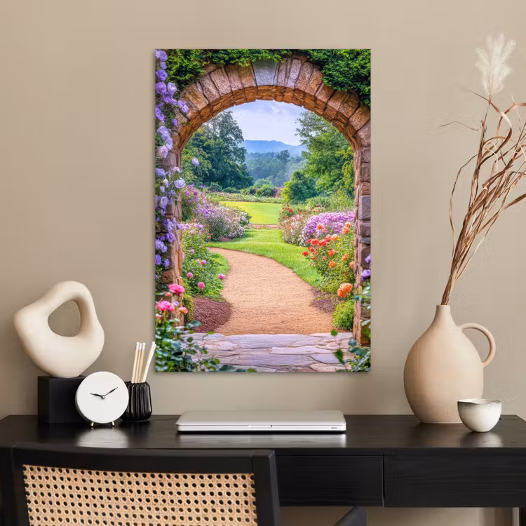 Poster - Doorkijk - Poort - Bloemen - Tuin — 2