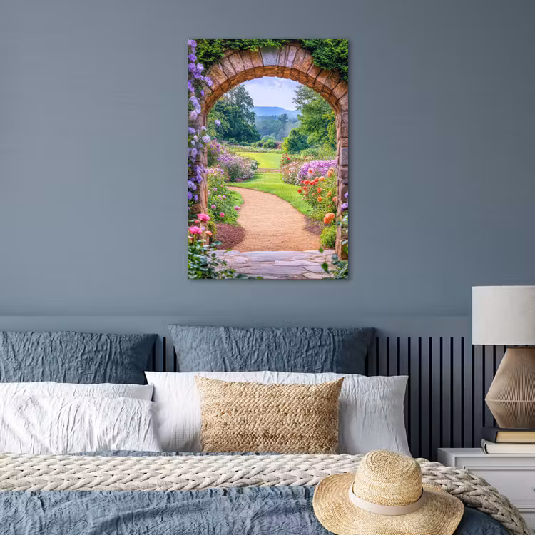Poster - Doorkijk - Poort - Bloemen - Tuin — 3