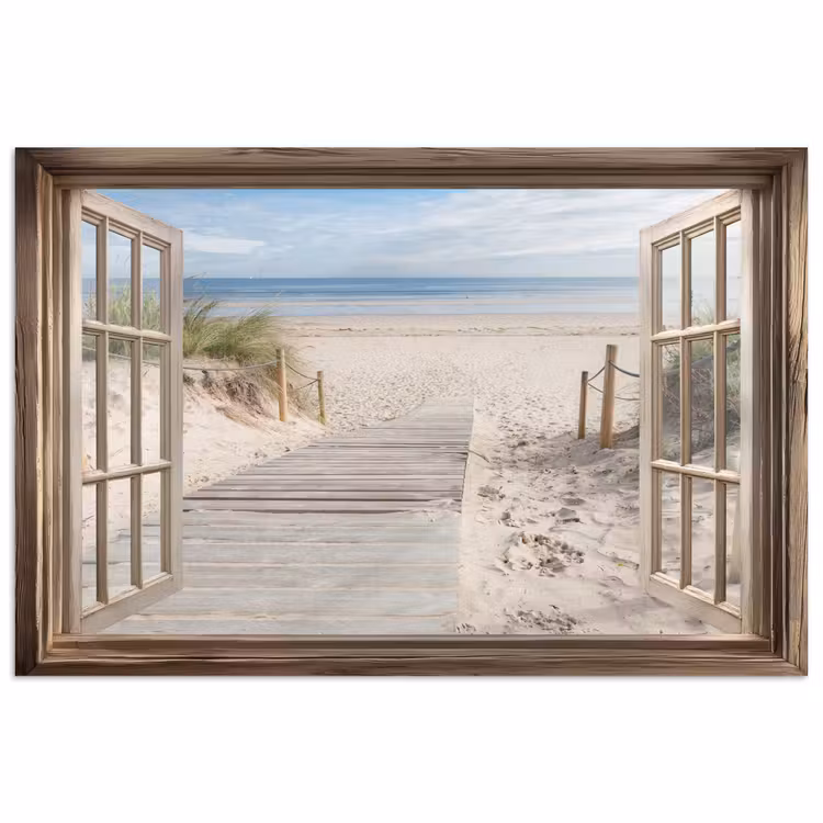 Poster - Doorkijk - Strand - Duinen - Pad - Landschap — 1