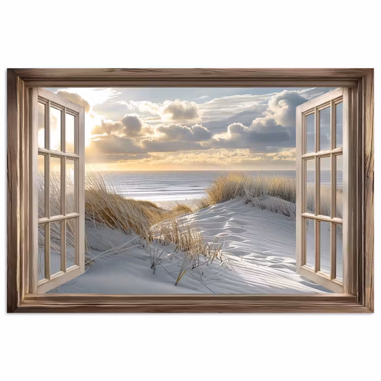 Poster - Doorkijk - Strand - Duinen - Zee - Natuur — 1