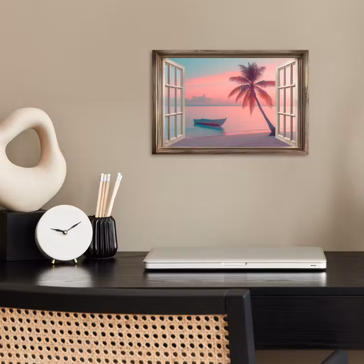 Poster - Doorkijk - Strand - Palmboom - Tropisch — 2