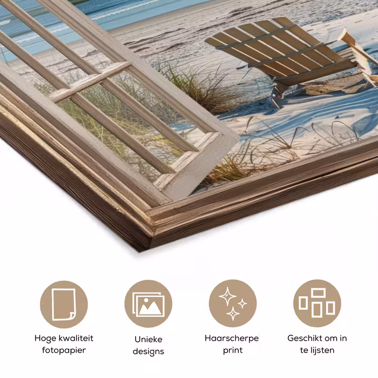 Poster - Doorkijk - Strandstoelen - Duinen - Zee - Natuur — 5