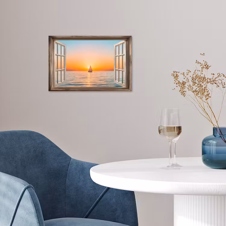 Poster - Doorkijk - Zee - Boot - Zonsondergang — 4