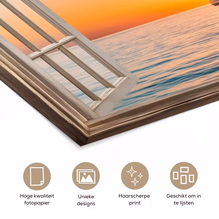 Poster - Doorkijk - Zee - Boot - Zonsondergang — 5