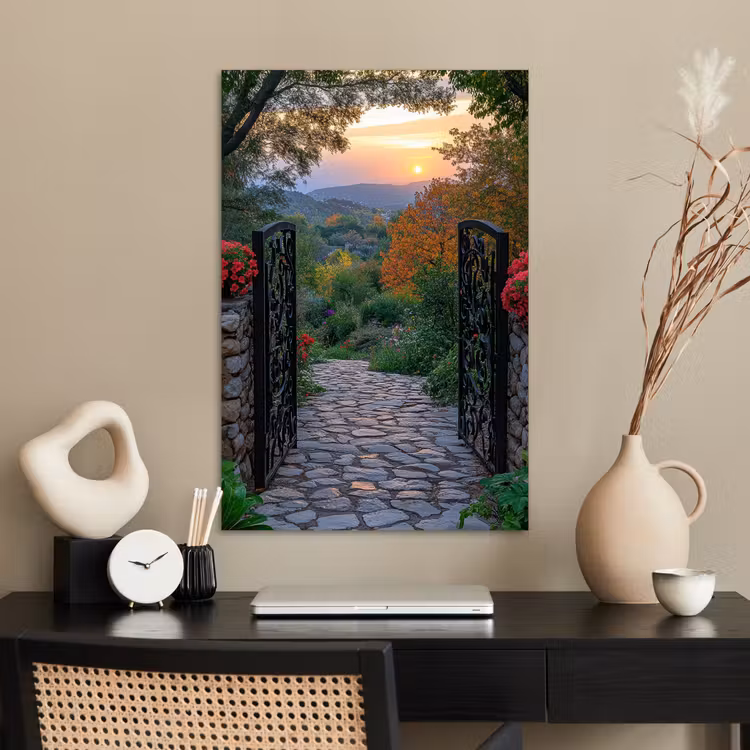 Poster - Landschap - Hek - Pad - Zonsondergang - Natuur — 2