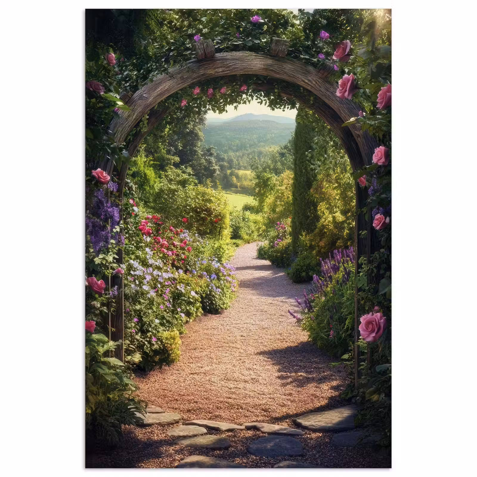 Poster - Doorkijk - Bloemen - Natuur - Rozenboog — 1