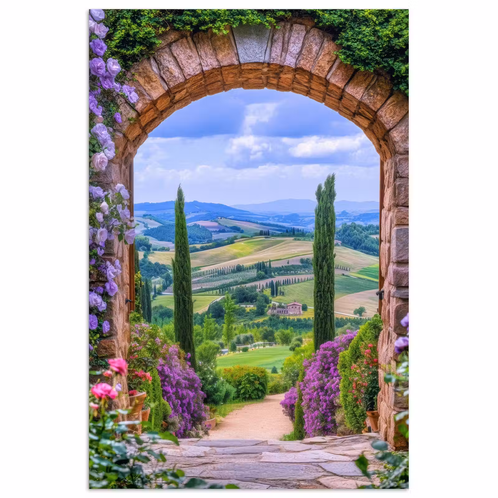 Poster - Doorkijk - Toscane - Landschap - Poort — 1