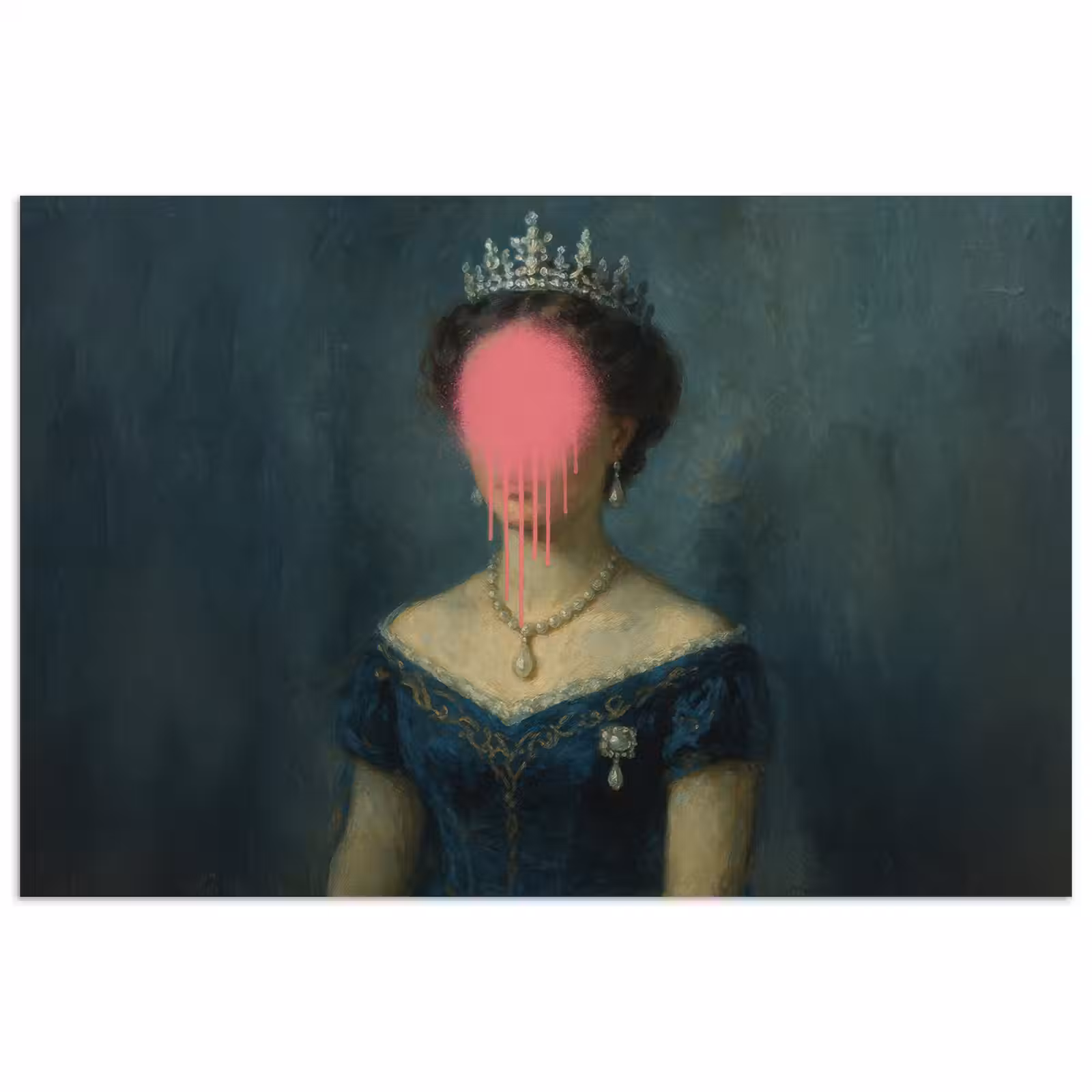 Poster - Kroon - Roze druipend verf - Portret — 1