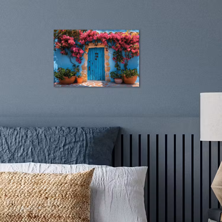 Poster - Deur - Hout - Bloemen - Blauw — 3