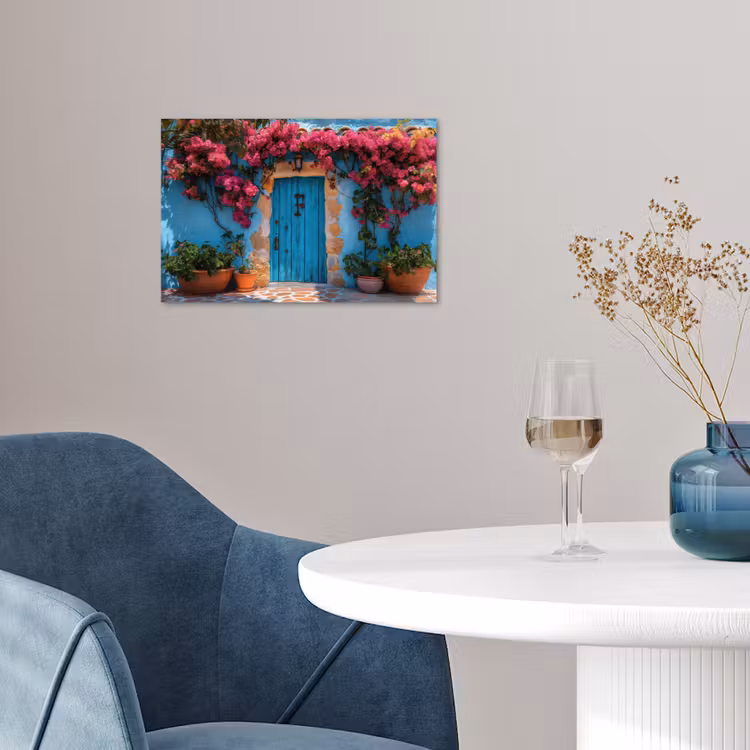 Poster - Deur - Hout - Bloemen - Blauw — 4