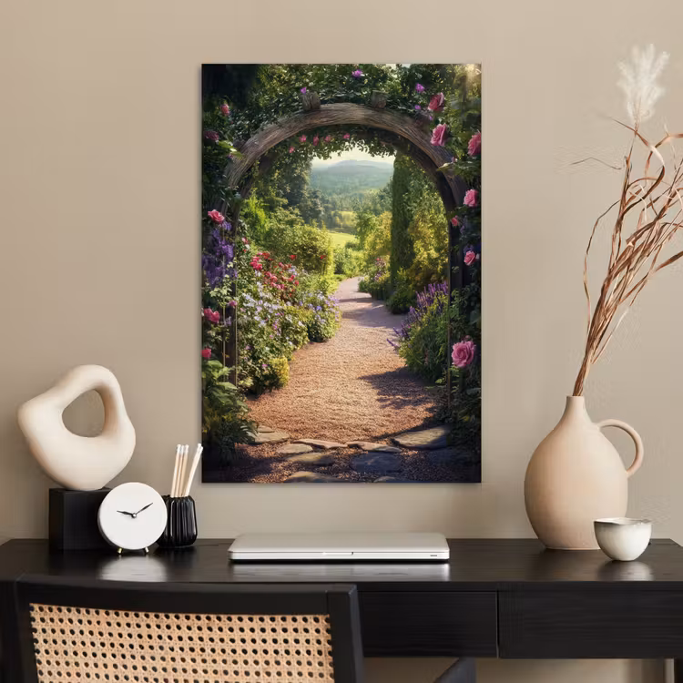 Poster - Doorkijk - Bloemen - Natuur - Rozenboog — 2