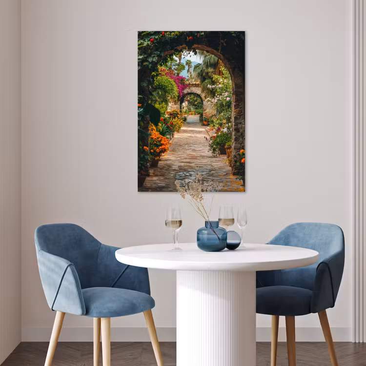 Poster - Doorkijk - Bloemen - Poort - Stenen — 4