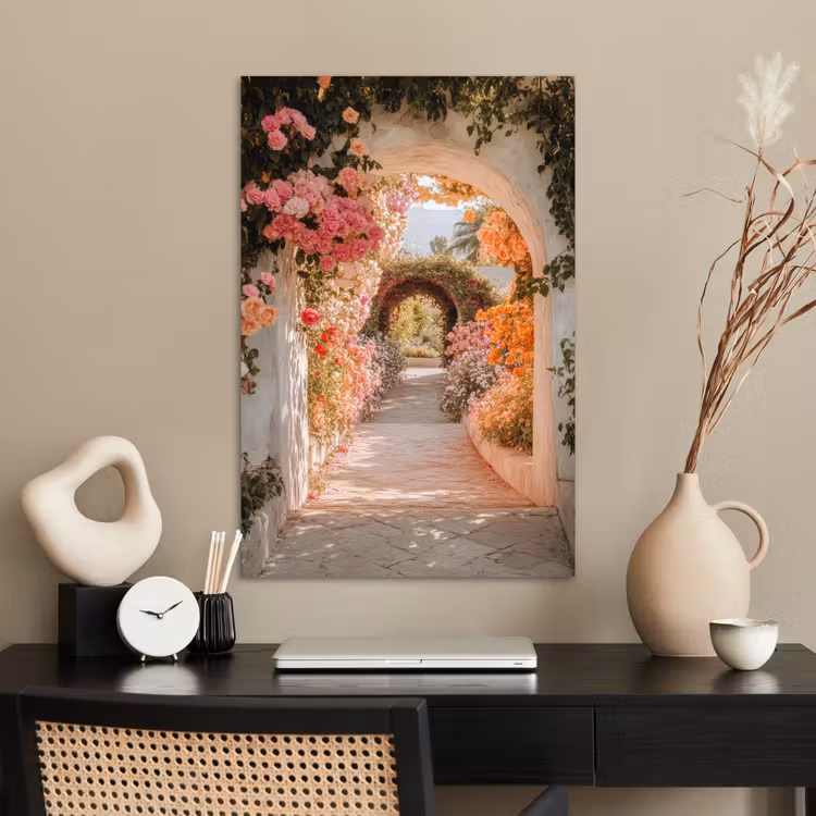 Poster - Doorkijk - Boog - Bloemen - Pastel — 2