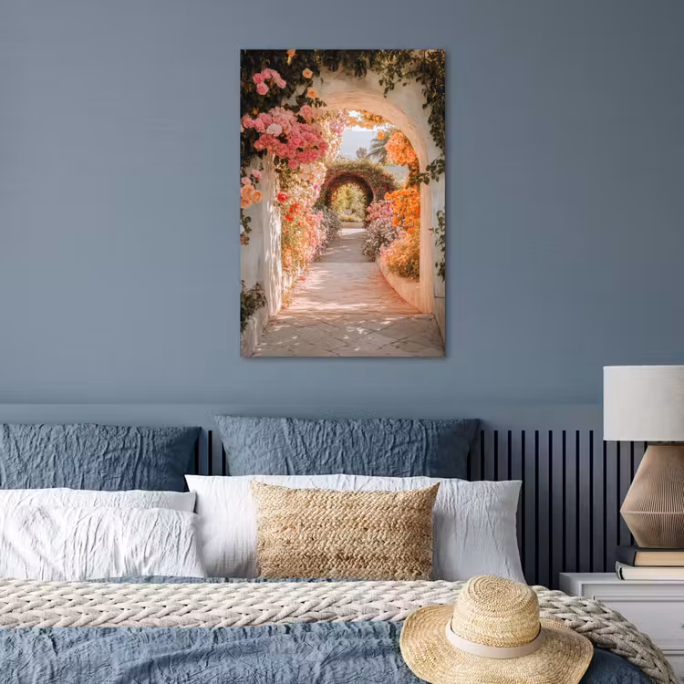 Poster - Doorkijk - Boog - Bloemen - Pastel — 3