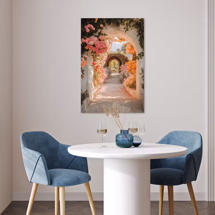 Poster - Doorkijk - Boog - Bloemen - Pastel — 4