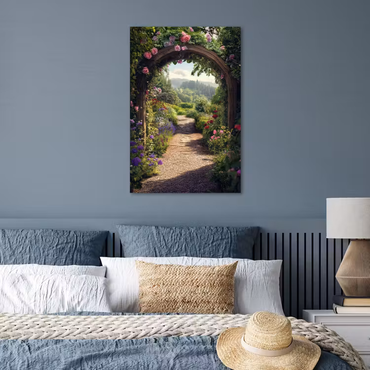 Poster - Doorkijk - Landschap - Bloemen - Rozenboog - Natuur — 3