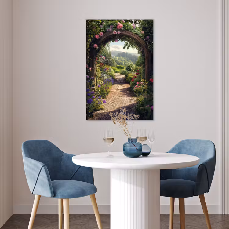 Poster - Doorkijk - Landschap - Bloemen - Rozenboog - Natuur — 4