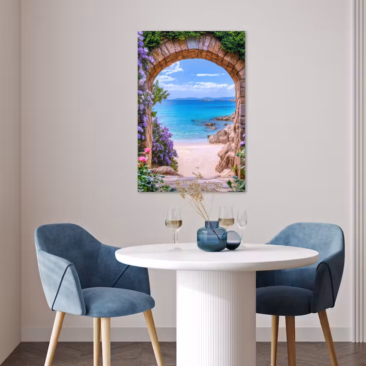 Poster - Doorkijk - Poort - Zee - Strand - Rotsen — 4