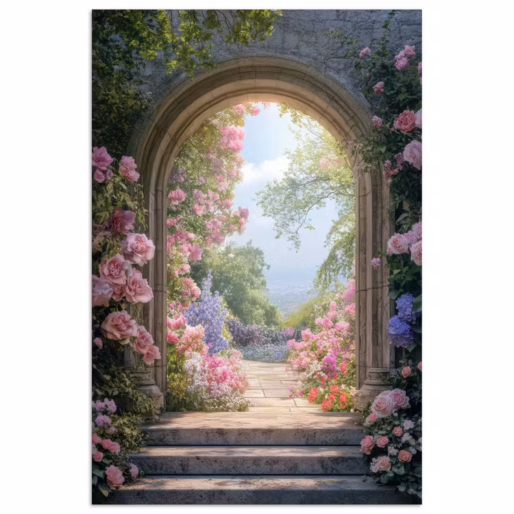 Poster - Doorkijk - Rozen - Vintage - Bloemen — 1