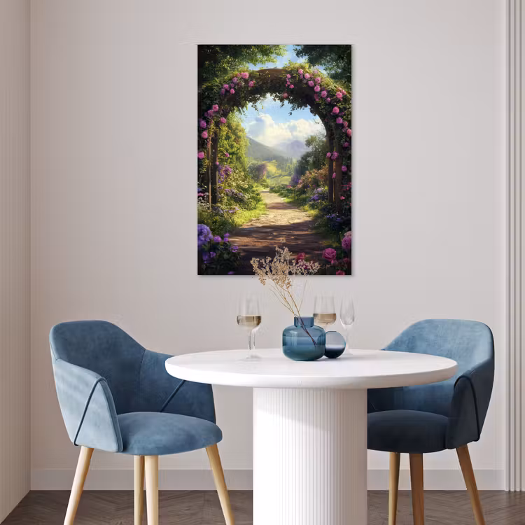 Poster - Doorkijk - Rozenboog - Uitzicht - Landschap - Bloemen — 4