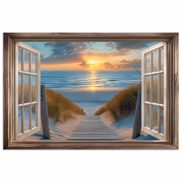 Poster - Doorkijk - Strand - Pad - Zonsondergang — 1