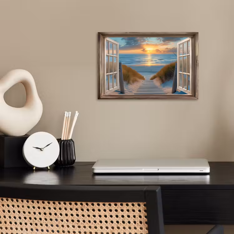 Poster - Doorkijk - Strand - Pad - Zonsondergang — 2