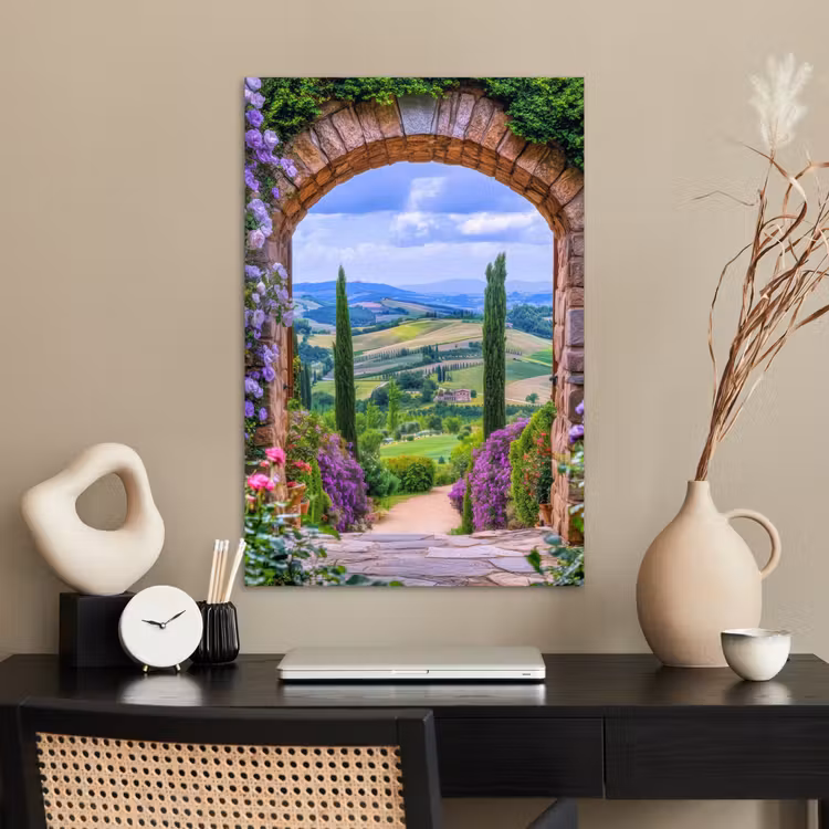 Poster - Doorkijk - Toscane - Landschap - Poort — 2