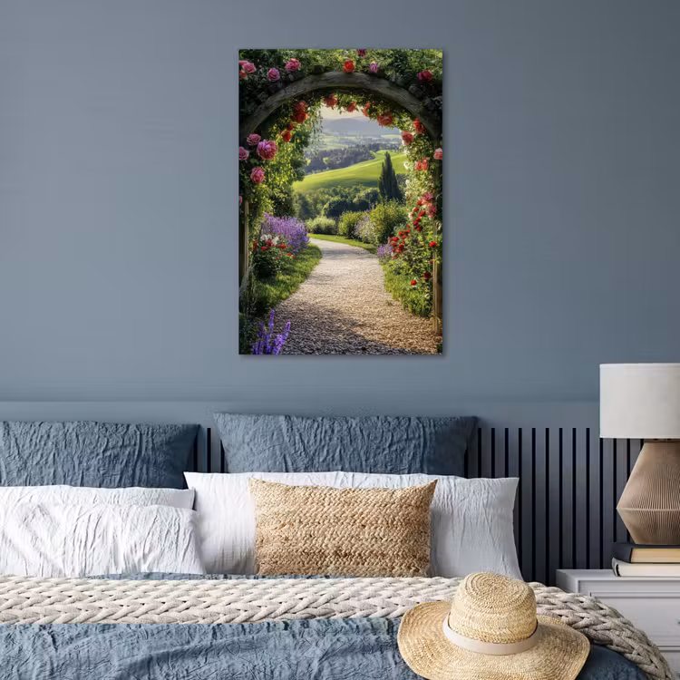 Poster - Doorkijk - Tuinboog - Bloemen - Natuur - Pad — 3