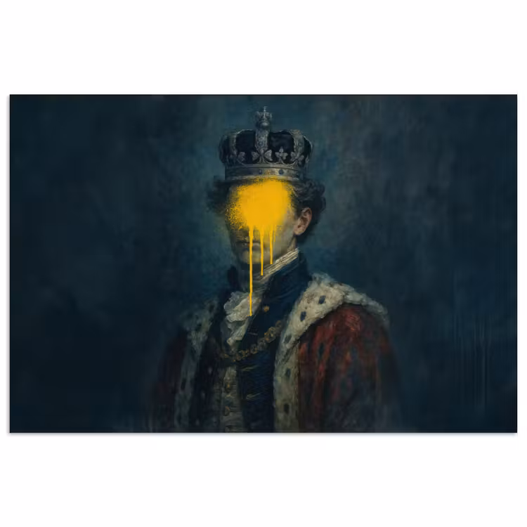 Poster - Koning - Portret - Druipende gele verf — 1