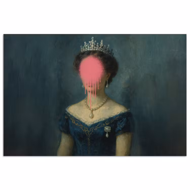 Poster - Kroon - Roze druipend verf - Portret — 1