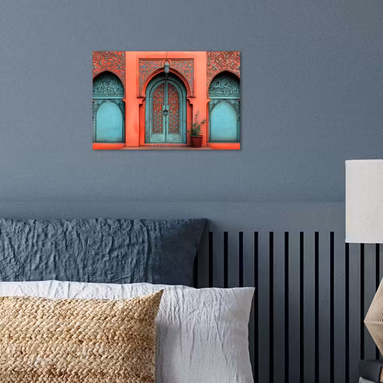 Poster - Lantaarn - Deur - Turquoise — 3