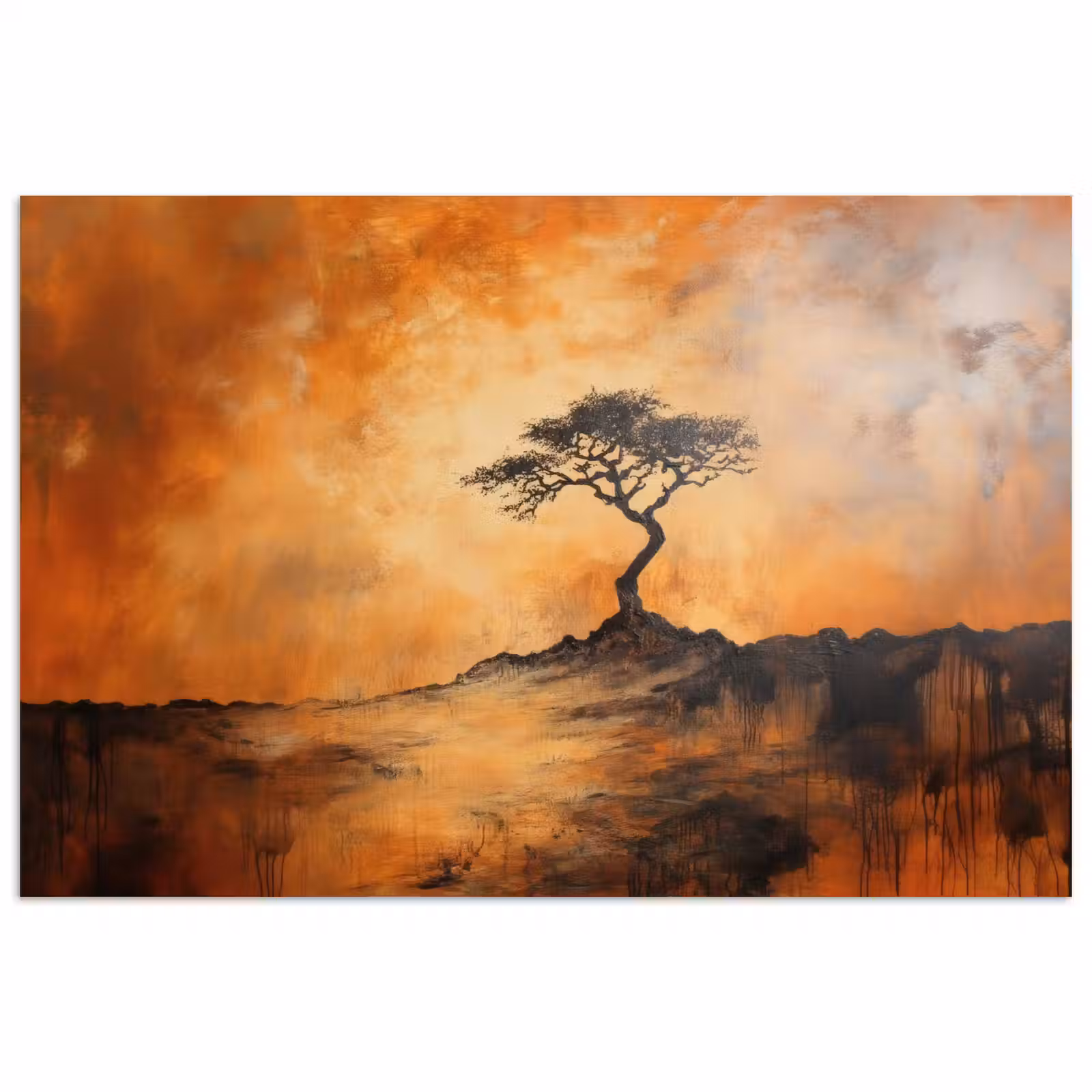 Poster - Boom - Landschap - Oranje — 1