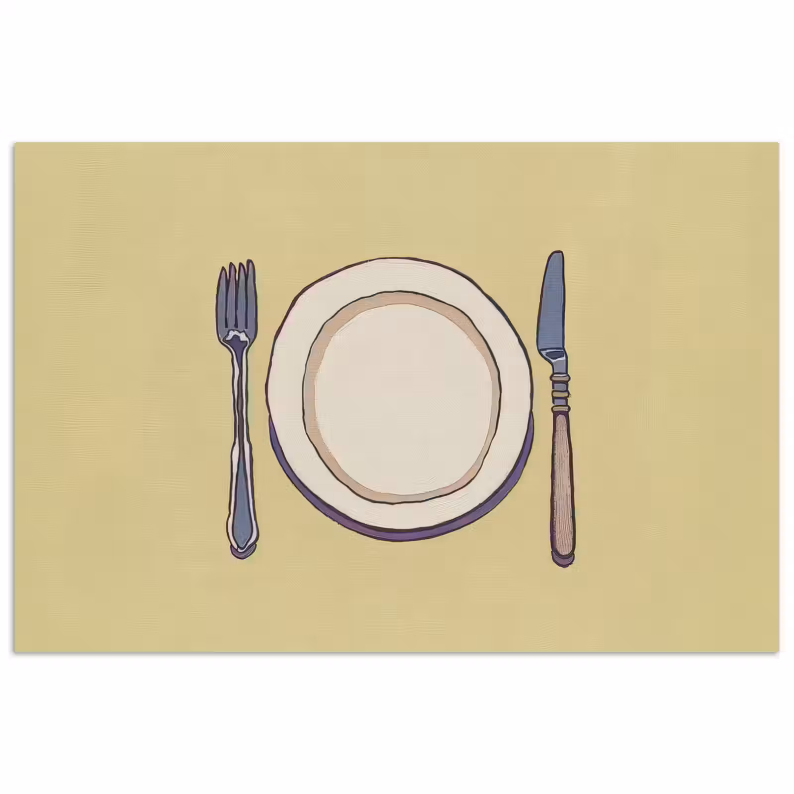 Poster - Illustratie - Bord - Bestek - Beige — 1