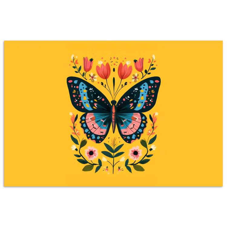 Poster - Bloemen - Kleurrijk - Vlinder - Sierlijk — 1