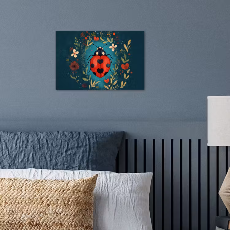 Poster - Bloemen - Lieveheersbeestje - Hartje - Rood — 3