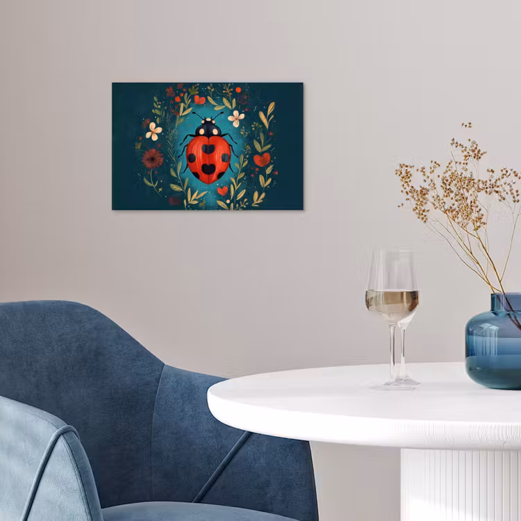 Poster - Bloemen - Lieveheersbeestje - Hartje - Rood — 4
