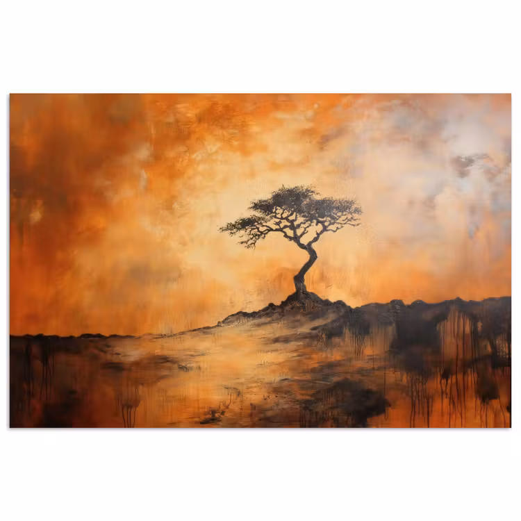 Poster - Boom - Landschap - Oranje — 1
