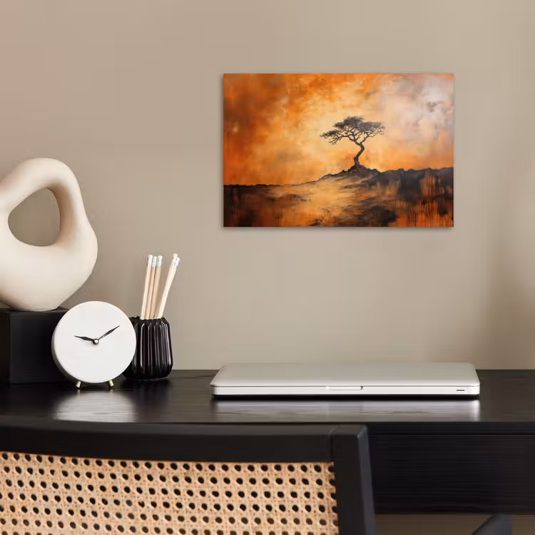 Poster - Boom - Landschap - Oranje — 2