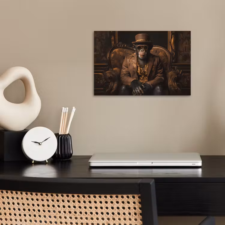 Poster - Chimpansee - Stoel - Pak - Bruin — 2