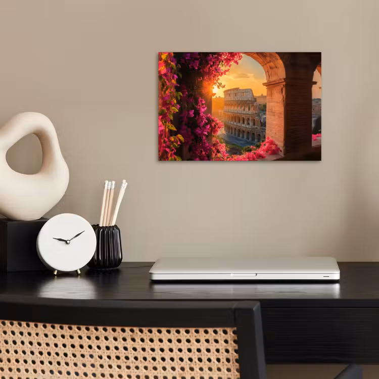 Poster - Colosseum - Rome - Roze Bloemen — 2