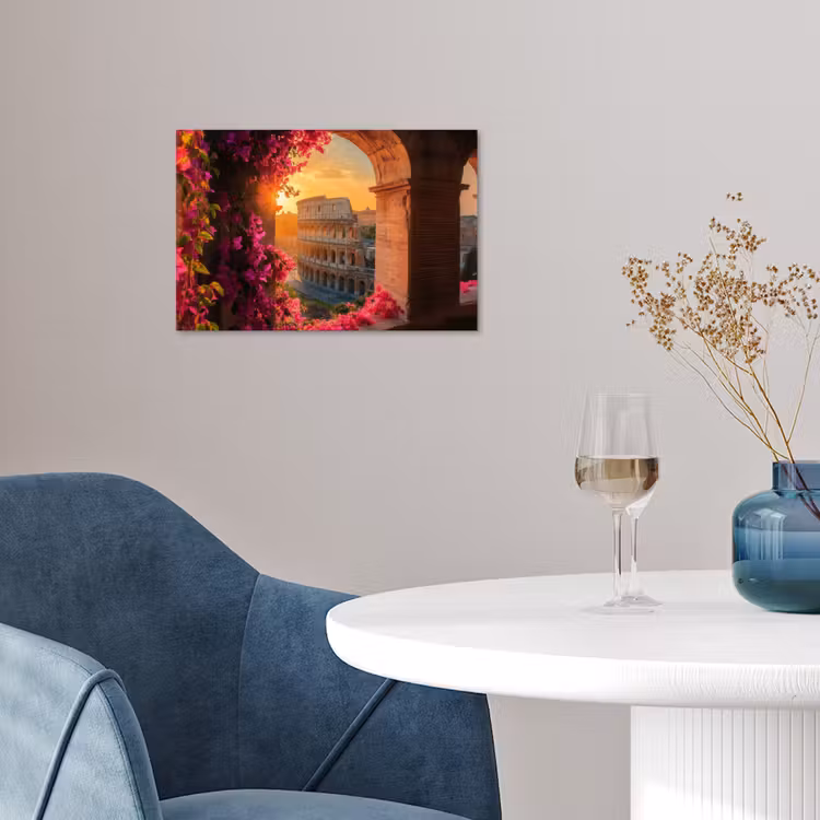 Poster - Colosseum - Rome - Roze Bloemen — 4
