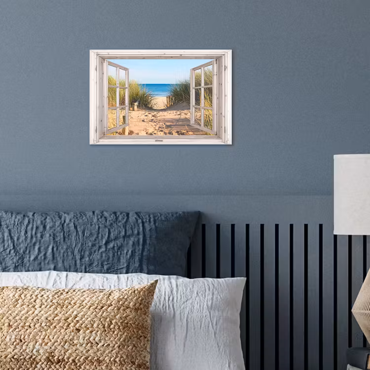 Poster - Doorkijk - Strand - Zee - Duinen - Zand - Water - Helmgras — 3