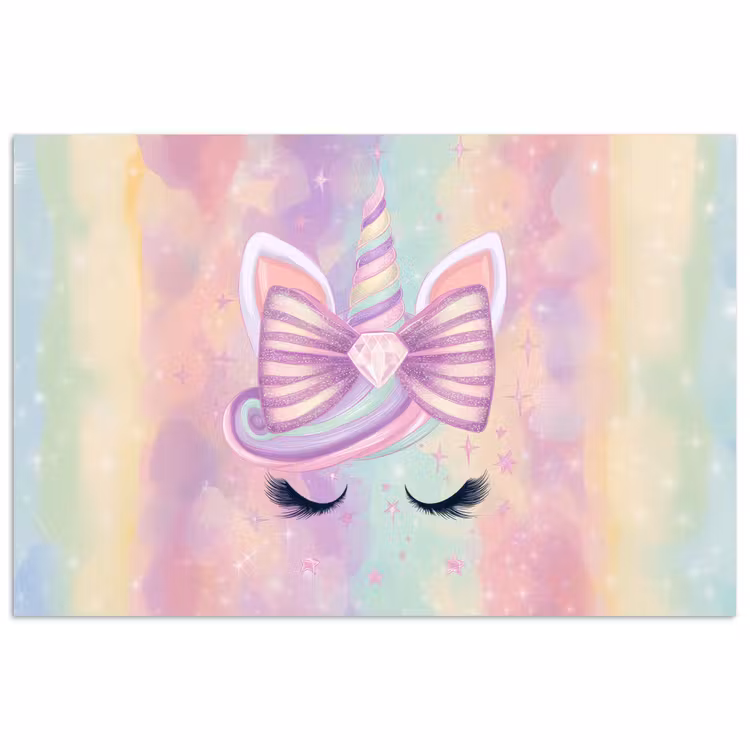 Poster - Eenhoorn - Glitters - Regenboog - Pastel — 1