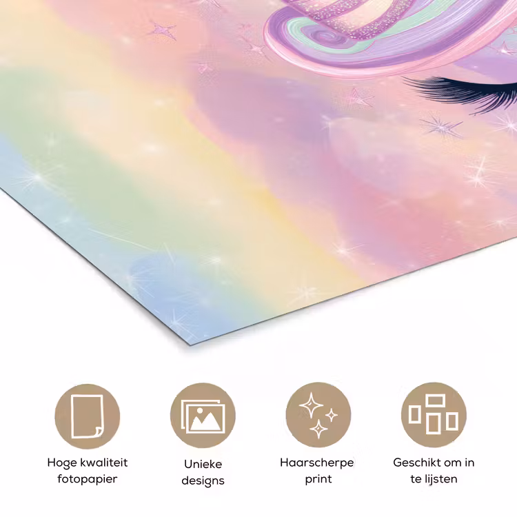 Poster - Eenhoorn - Glitters - Regenboog - Pastel — 5