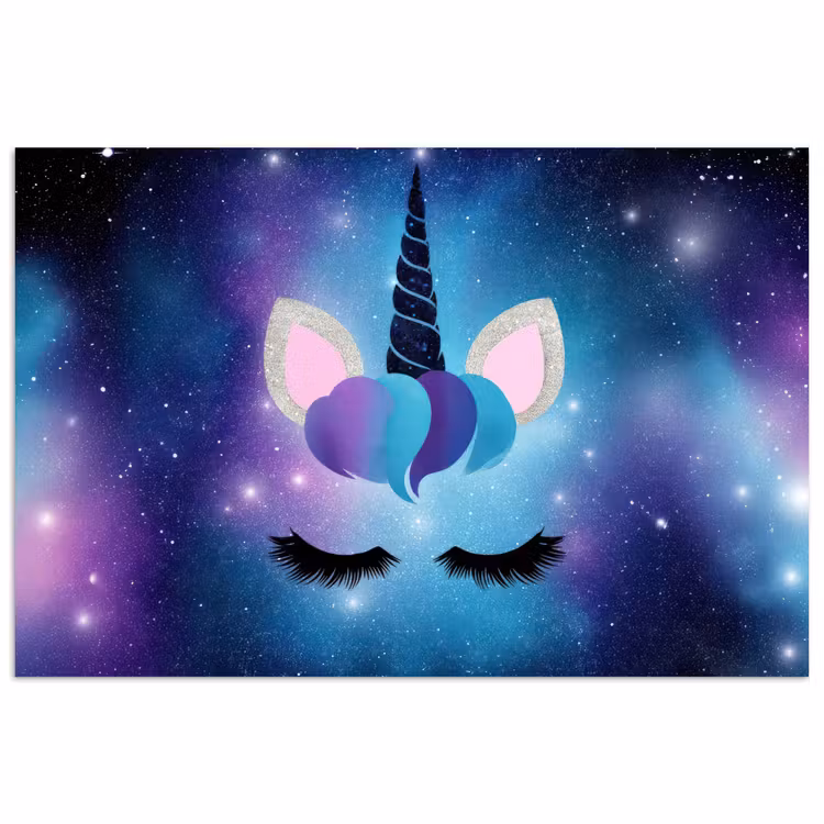 Poster - Eenhoorn - Sterren - Blauw — 1
