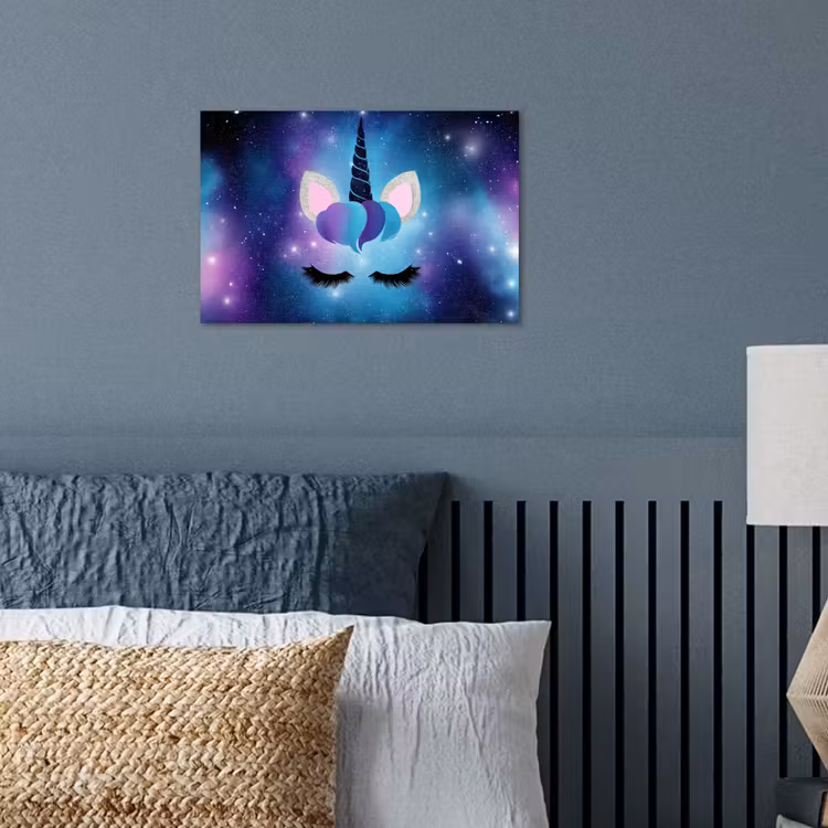 Poster - Eenhoorn - Sterren - Blauw — 3