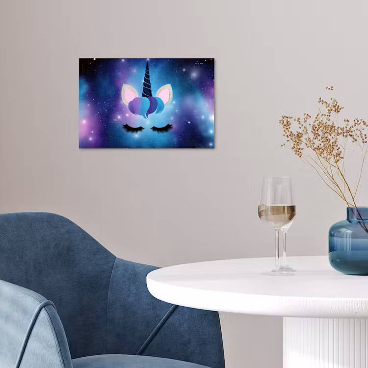 Poster - Eenhoorn - Sterren - Blauw — 4