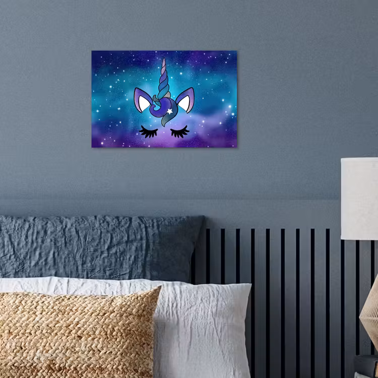 Poster - Eenhoorn - Sterrenhemel - Ster - Blauw — 3